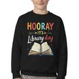 Reading Books Bibliophile Hooray It's Library Day Youth Crewneck Sweatshirt