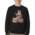Reading Cat Book Lover Youth Crewneck Sweatshirt Reading Cat Book Lover Youth Crewneck Sweatshirt