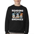 Reading With My Gnomies Gnomes Books Lover Bookworm Youth Crewneck Sweatshirt
