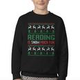 Reading Is Snow Much Fun Winter Bookworm Reading Book Lovers Youth Crewneck Sweatshirt