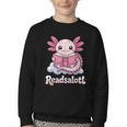Readsalotl Axolotl Reading Cute Book Lover Bookworm Youth Crewneck Sweatshirt
