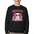 Readsolotl Pink Kawaii Axolotl Book Lover Reading Youth Crewneck Sweatshirt