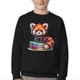 Red Panda Books Lover Reading Bookworm Youth Crewneck Sweatshirt