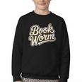 Retro Book Worm Reading For Book Lovers Youth Crewneck Sweatshirt