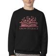 Retro Grow In Grace Wildflower Book Christian Bible Verse Youth Crewneck Sweatshirt Retro Grow In Grace Wildflower Book Christian Bible Verse Youth Crewneck Sweatshirt