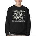 Retro Libraries Are For Everyone Racoon Reading Book Lover Youth Crewneck Sweatshirt Retro Libraries Are For Everyone Racoon Reading Book Lover Youth Crewneck Sweatshirt