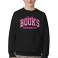 Retro Pink Coquette Bow Valentine Book Lover Varsity Youth Crewneck Sweatshirt