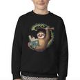 Sloth Reading a Book Lazy Sloth Bookworm Youth Crewneck Sweatshirt