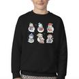 Snowman Reading Book Santa Christmas Bookish Teacher Youth Crewneck Sweatshirt