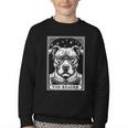 Tarot Card Vintage Pit Bull Pittie Dog Book Lover The Reader Youth Crewneck Sweatshirt