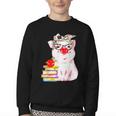 Teacher Pig Cute Farm Animal Book Lover School Student For Men Women Kids Youth Crewneck Sweatshirt Teacher Pig Cute Farm Animal Book Lover School Student For Men Women Kids Youth Crewneck Sweatshirt