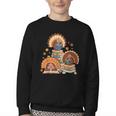 Turkey Read Books Reading Fall Thanksgiving Teacher Youth Crewneck Sweatshirt