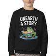 Unearth a Story Frog Reading a Book Summer 2026 Youth Crewneck Sweatshirt