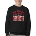 Valentines All Booked For Valentine Book Lover Teacher Youth Crewneck Sweatshirt