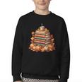 Vintage Autumn Books Pumpkin Coffee Book Lover Reading Youth Crewneck Sweatshirt