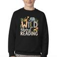 Wild About Reading Animals And Book Lovers Youth Crewneck Sweatshirt