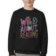 Wild About Reading Books Readers Lovers Bookworm Library Day Youth Crewneck Sweatshirt