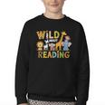 Wild About Reading Kid Love Wild Animal Books Back To School Youth Crewneck Sweatshirt Wild About Reading Kid Love Wild Animal Books Back To School Youth Crewneck Sweatshirt