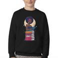 Woman And Books Stack Afro Girl Reading Lover Youth Crewneck Sweatshirt