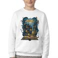 4 Books Are Portable Magic Bookish Reading Nerd Quote Youth Crewneck Sweatshirt