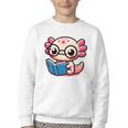 Adorable Book Lover Axolotl With Reading Glasses Cute Youth Crewneck Sweatshirt Adorable Book Lover Axolotl With Reading Glasses Cute Youth Crewneck Sweatshirt