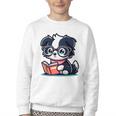 Adorable Book Lover Border Collie With Reading Glasses Cute Raglan Baseball Tee Youth Crewneck Sweatshirt Adorable Book Lover Border Collie With Reading Glasses Cute Raglan Baseball Tee Youth Crewneck Sweatshirt