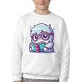 Adorable Book Lover Yeti With Reading Glasses Cute Youth Crewneck Sweatshirt Adorable Book Lover Yeti With Reading Glasses Cute Youth Crewneck Sweatshirt