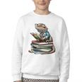 Bearded Dragon Reading Books Matching Bookworm Librarian Youth Crewneck Sweatshirt