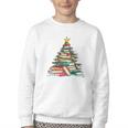All Booked For Christmas Book Christmas Tree Lights Xmas Youth Crewneck Sweatshirt