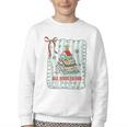 All Booked For Christmas Book Xmas Tree Coquette Bow Lights Youth Crewneck Sweatshirt