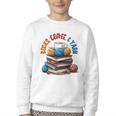 “Books Coffee & Yarn Enthusiast Cozy Reader Youth Crewneck Sweatshirt