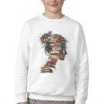 Books Lover Women Art Colorful Drawing Graphic Books Youth Crewneck Sweatshirt