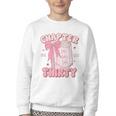 Chapter Thirty Est 1995 Cute 30th Birthday Book Bow Coquette Youth Crewneck Sweatshirt