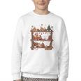 Christmas Cats Bookshelf Gingerbread Youth Crewneck Sweatshirt