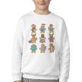 Christmas Library Gingerbread Man Books Lover Bookworm Youth Crewneck Sweatshirt