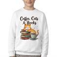 Coffee Cats And Books Lover For Women & Girls Coffee Youth Crewneck Sweatshirt