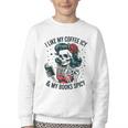 I Like My Coffee ICY & My Books Spicy For Book Lovers Youth Crewneck Sweatshirt