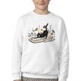 Cute Cat Flower Garden Book Kitty Reading Floral Men Women Girls Kids Youth Crewneck Sweatshirt Cute Cat Flower Garden Book Kitty Reading Floral Men Women Girls Kids Youth Crewneck Sweatshirt