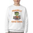 Cute Halloween Teacher Librarian Frankenstein Reading Books Youth Crewneck Sweatshirt