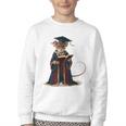 Cute Mouse Reading Book Graduation Youth Crewneck Sweatshirt