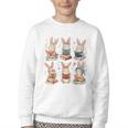 Cute Teacher Bunny Rabbit Reading Easter Bunnies Book Lovers Youth Crewneck Sweatshirt