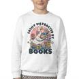 Easily Distracted By Books Read Goose Lover Bookworm Reading Youth Crewneck Sweatshirt