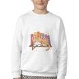 Easily Distracted By Cats And Books Cute Cat Sleeping Girls Youth Crewneck Sweatshirt