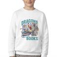 Easily Distracted By Dragons And Books Bookworm Youth Crewneck Sweatshirt Easily Distracted By Dragons And Books Bookworm Youth Crewneck Sweatshirt