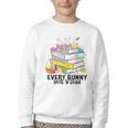 Every Bunny Loves To Read Easter Cute Reading Books Lover Youth Crewneck Sweatshirt