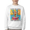Love Reading And Giraffes Cute Giraffe Reading Book Lovers Youth Crewneck Sweatshirt