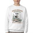 Read Books Be Kind Stay Weird Skeleton Reading Book Lover Youth Crewneck Sweatshirt