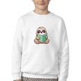 I Read Past My Bedtime Reading Sloth Book Lover Youth Crewneck Sweatshirt