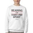 Reading Is My Favorite Sport Book Lover Saying Quote Youth Crewneck Sweatshirt
