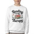 Reading Is My Therapy Book Lover Bookworm Youth Crewneck Sweatshirt